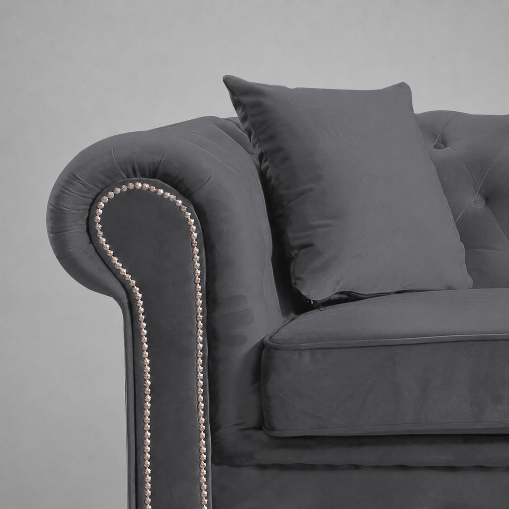 Roma Chesterfield, Dark Grey, 2 seater