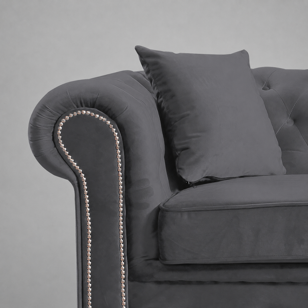 Roma Chesterfield, Dark Grey, 2 seater