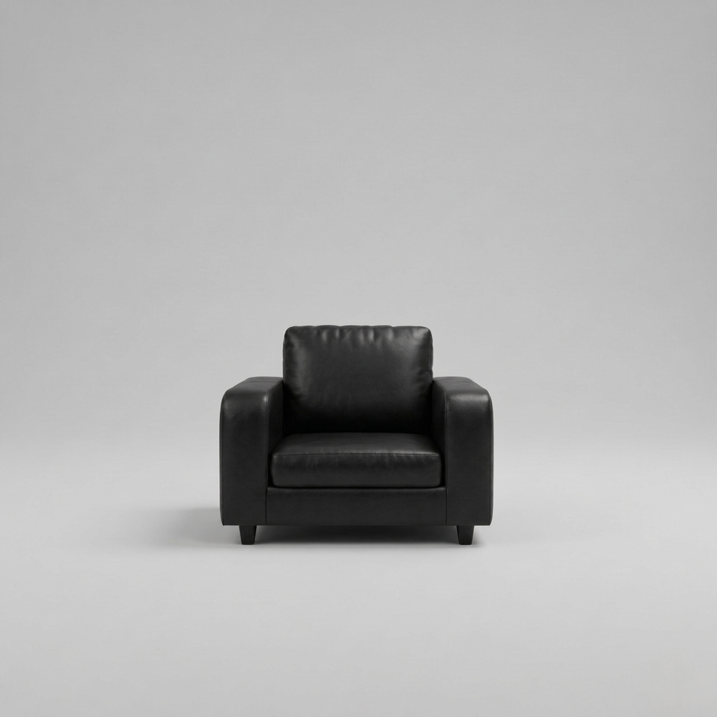 Box, Black, Faux Leather, 1 Seater