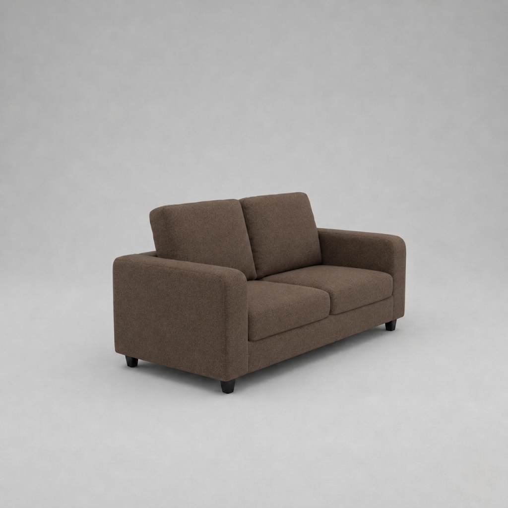 Box, Brown, Plush Fabric, 2 Seater Sofa