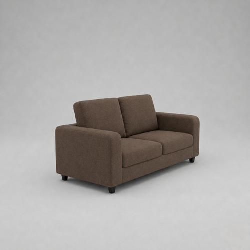 Box, Brown, Plush Fabric, 2 Seater Sofa