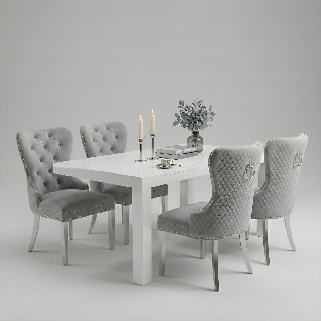 Nocca, Dining Chair, Grey Velvet