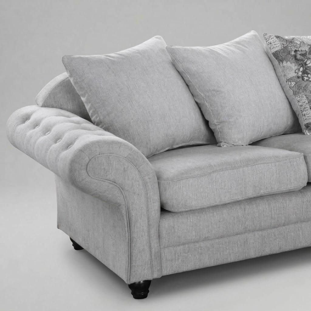 Olivia Corner Sofa, Woven Fabric - Silver