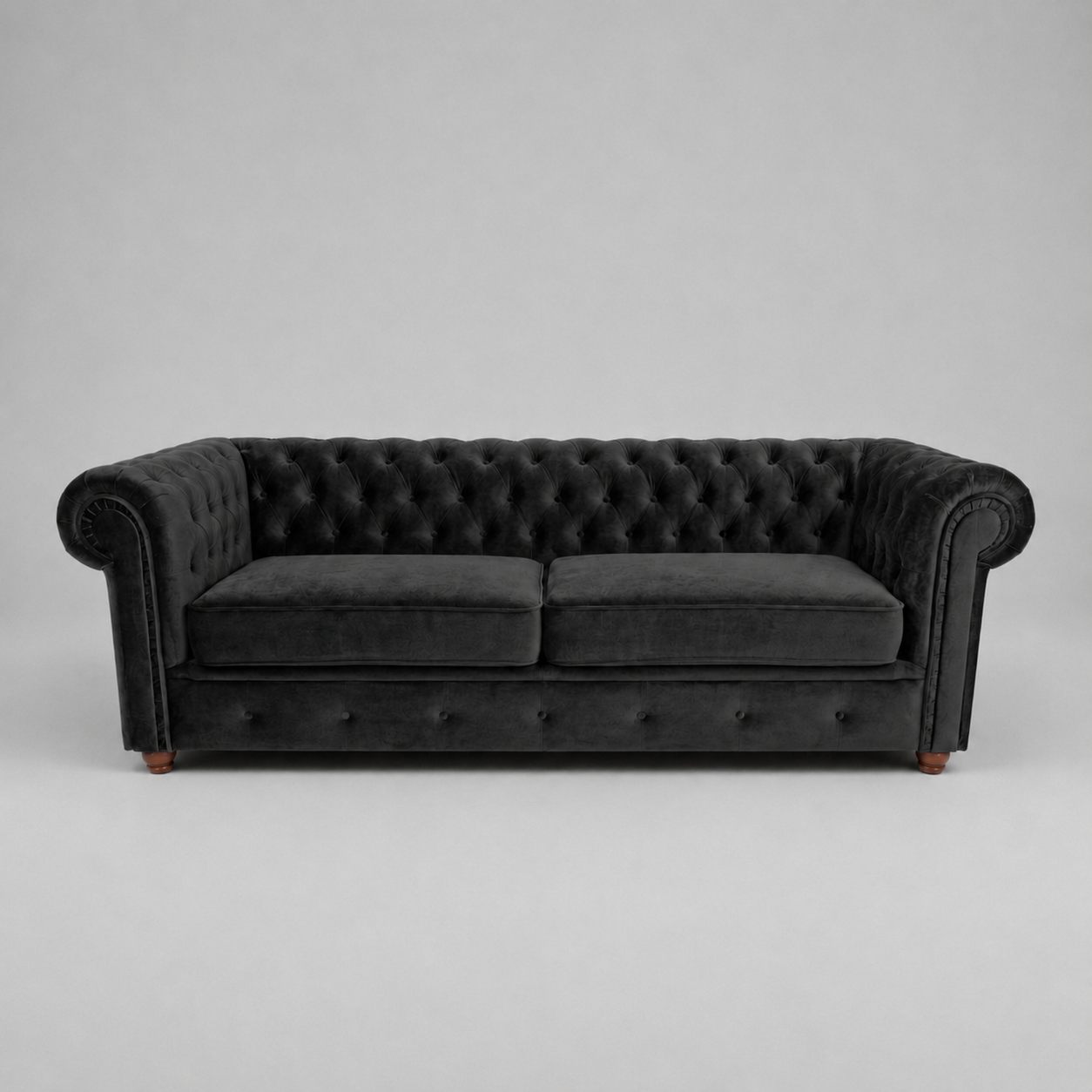 Infinity Plush Fabric, 3 Seater, Black