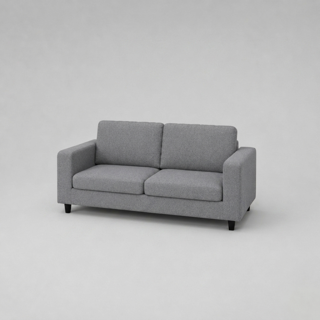 Box, Light Grey, Plush Fabric, 3 Seater Sofa