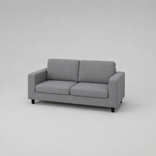 Box, Light Grey, Plush Fabric, 3 Seater Sofa