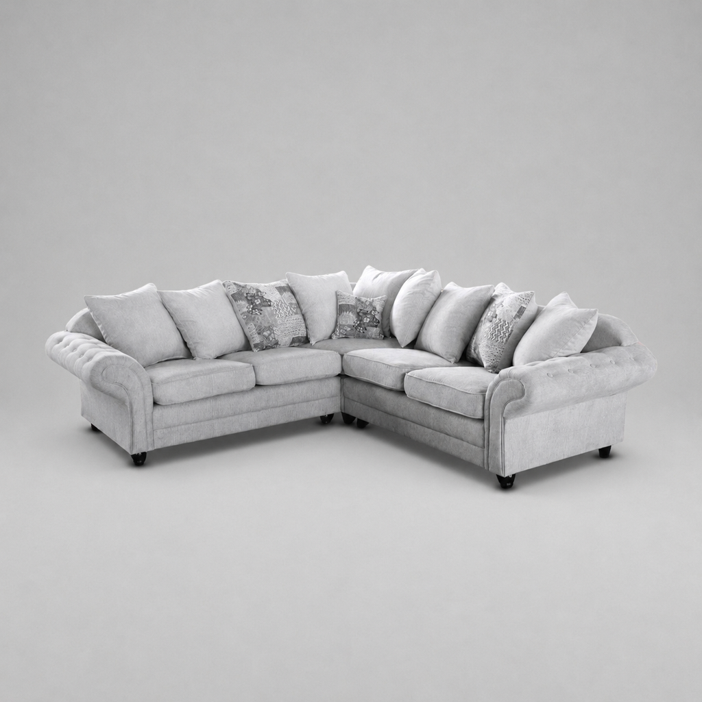 Olivia Corner Sofa, Woven Fabric - Silver
