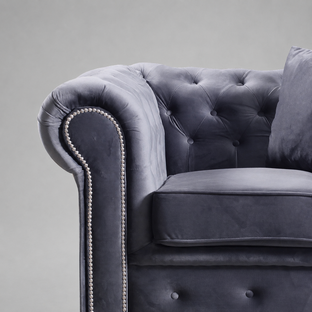 Roma Chesterfield, 1 Seater, Premium Grey