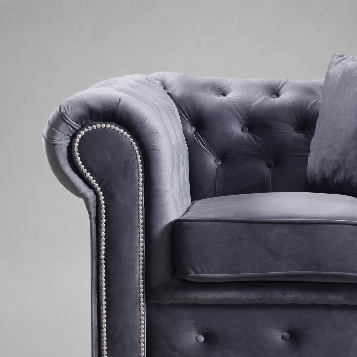 Roma Chesterfield, 1 Seater, Premium Grey