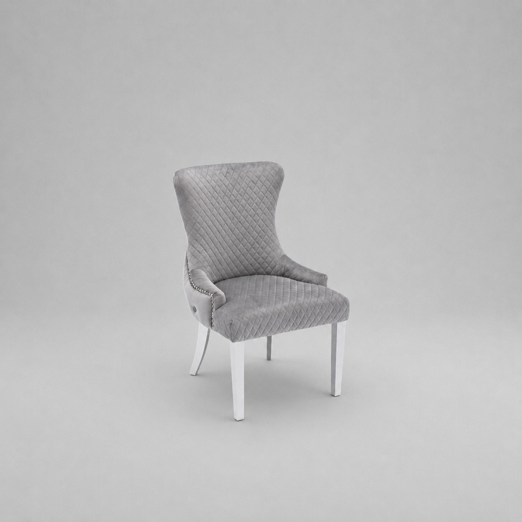 Lyon, Dining Chair, Grey Velvet