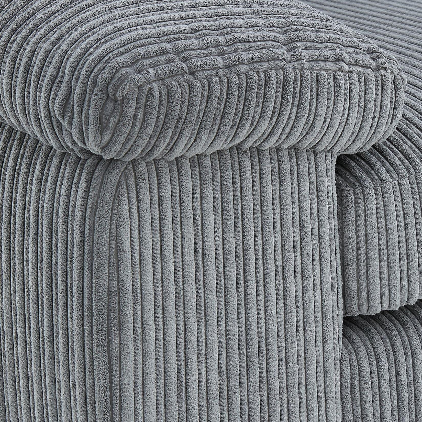 Amalfi Jumbo Cord Corner Sofa (Left Hand Side Chaise) - Grey