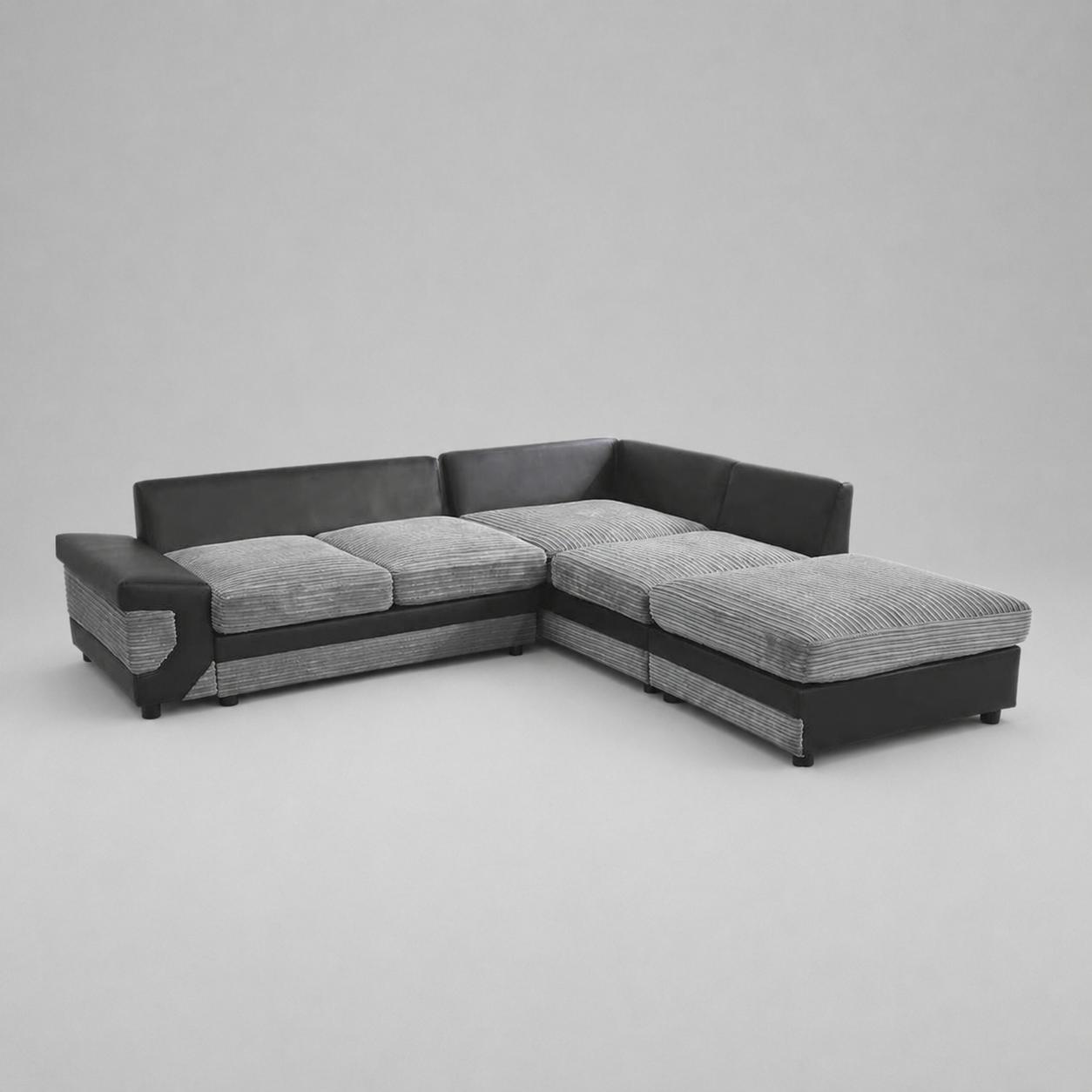 Dino, Corner Sofa (Right Hand Side Chaise), Grey + Black