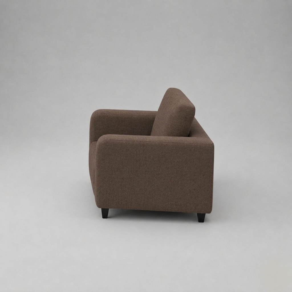 Box, Brown, Plush Fabric, 1 Seater Sofa