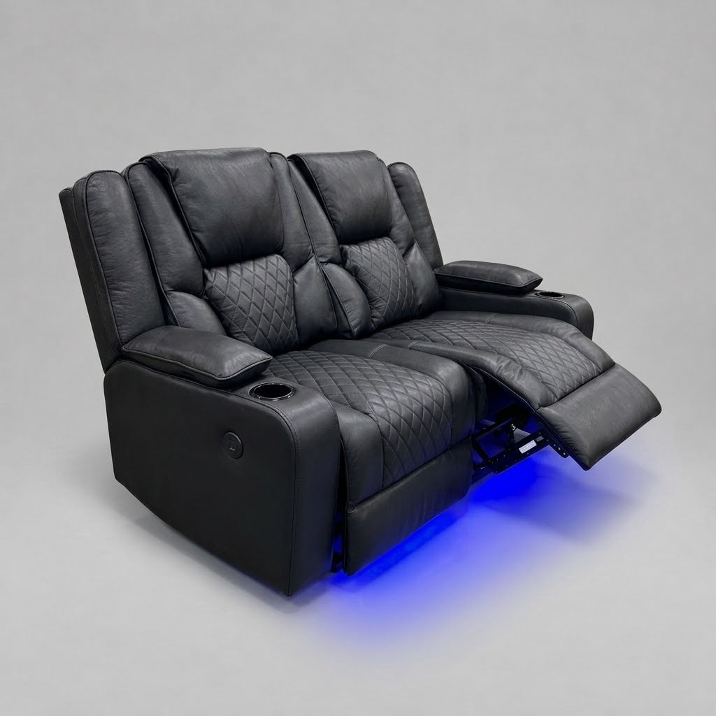 Neptune - 2 Seater Recliner Sofa - Black