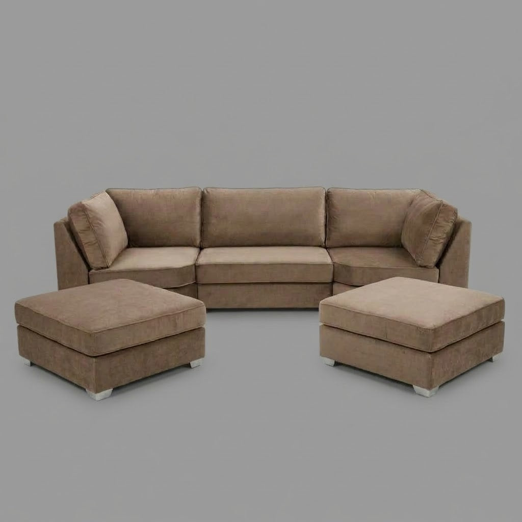 Pickford U-Shape Sofa, Plush Soft Velvet, Mink