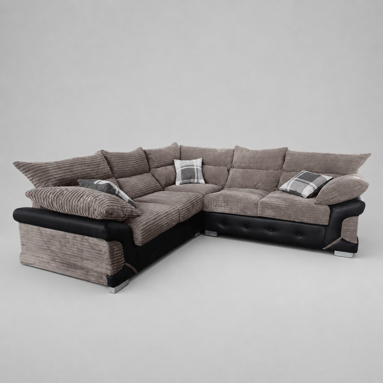 Logan, 5 Seater Corner, Beige + Black