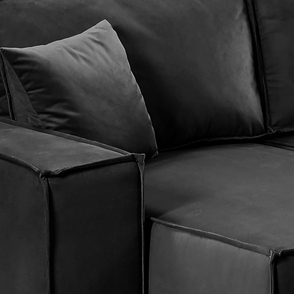 Pati Sofabed, U Corner, Plush Fabric, Black