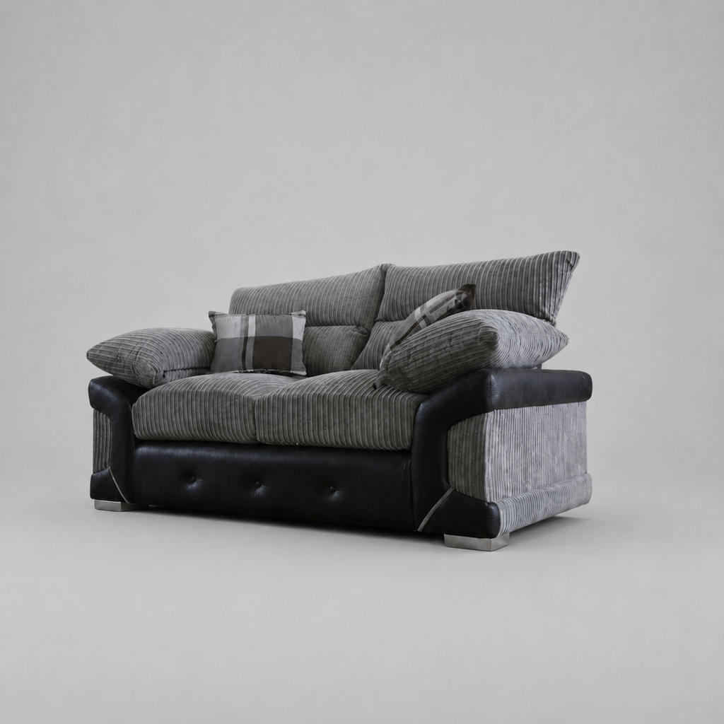 Logan, 2 Seater, Grey + Black