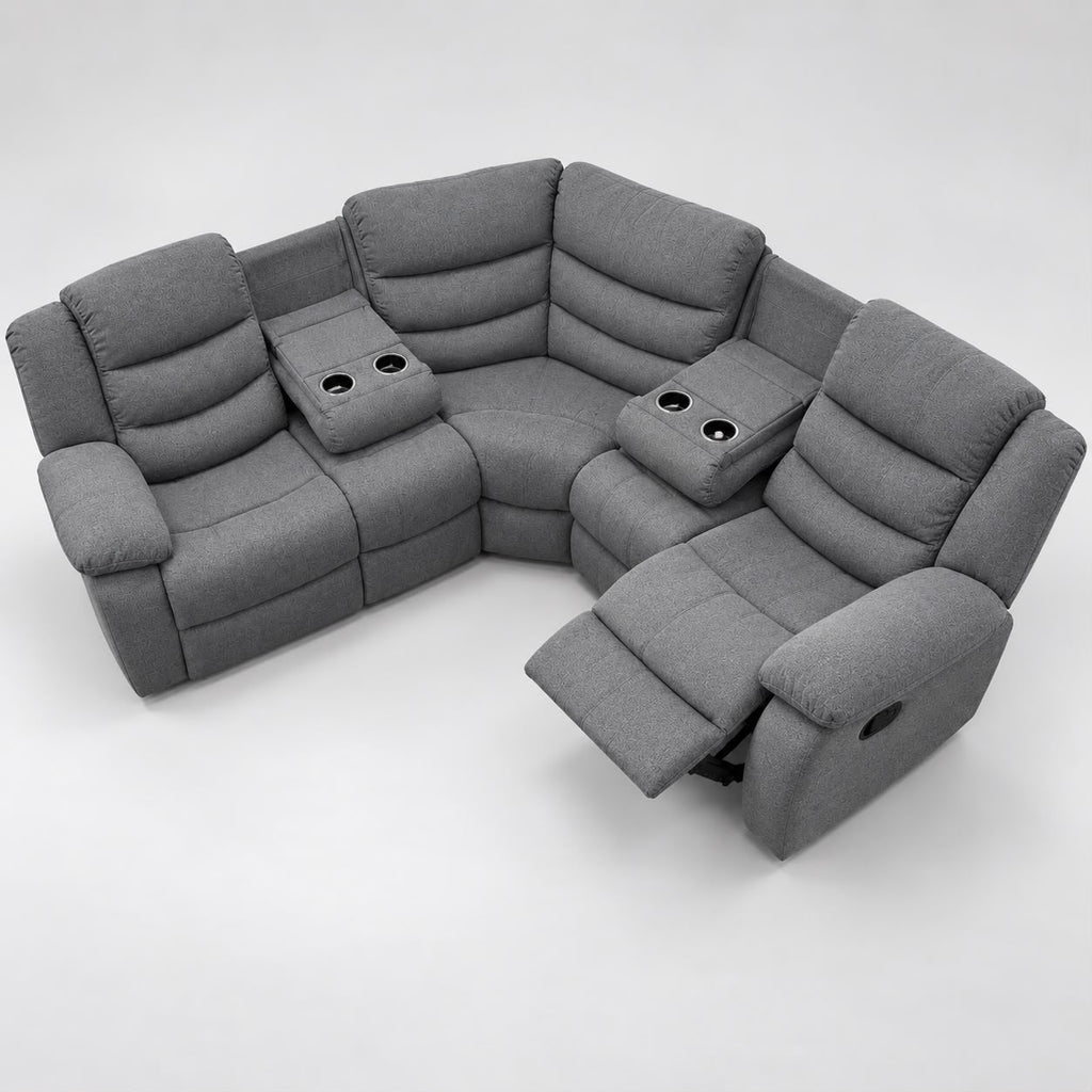 Cloud 9 Reclining Corner Fabric Sofa - Grey