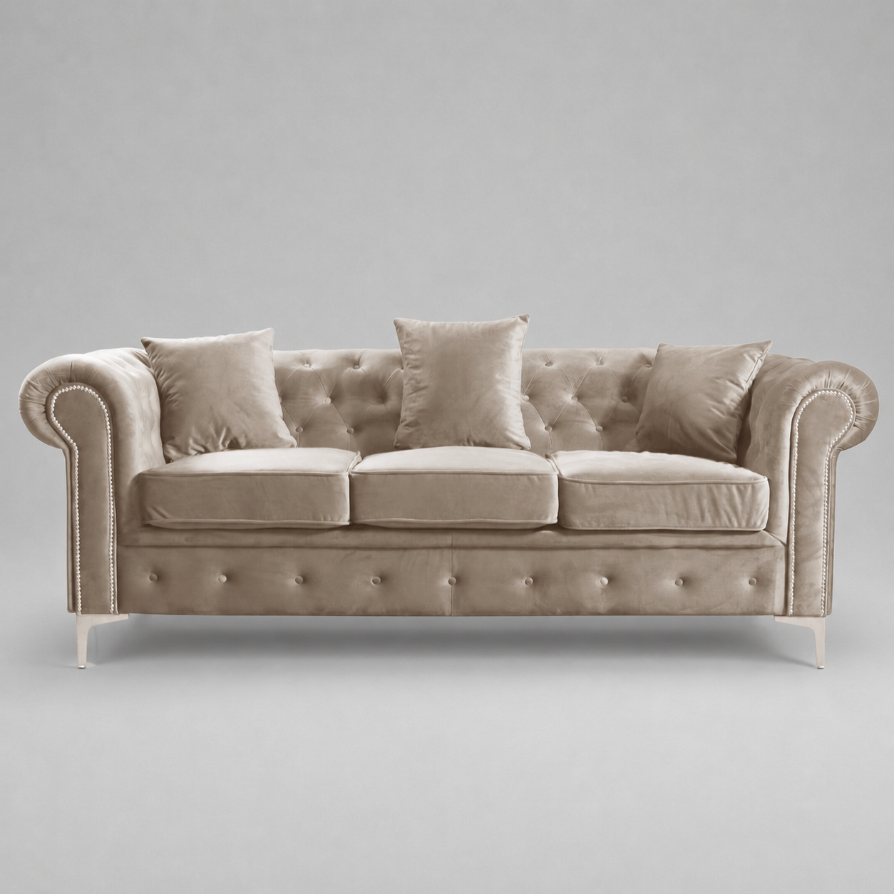 Roma Chesterfield, Beige, 3 seater