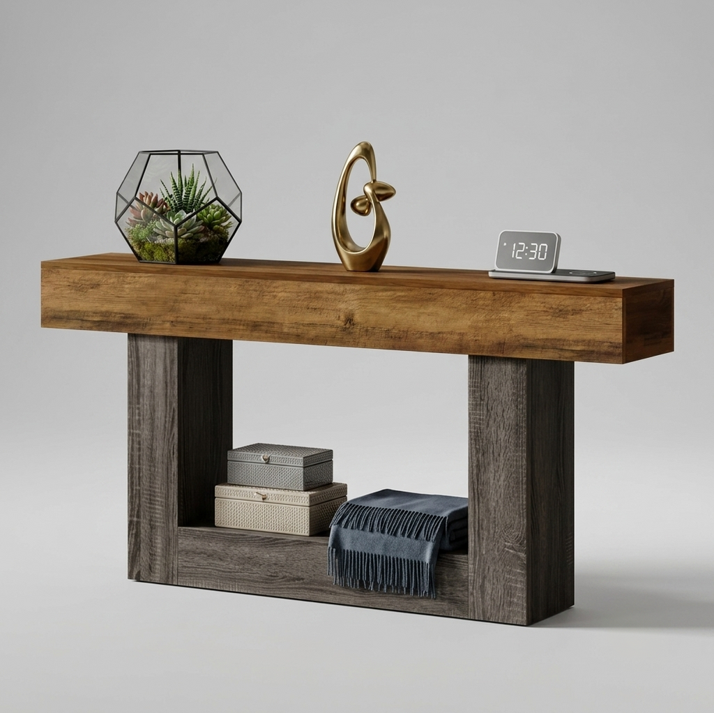 Wooden Console Table - Brown and Black