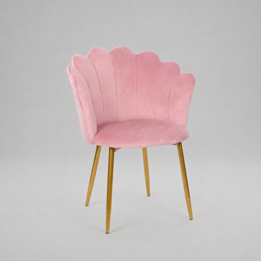 Pink Velvet Tub Chair with Gold Plated Legs