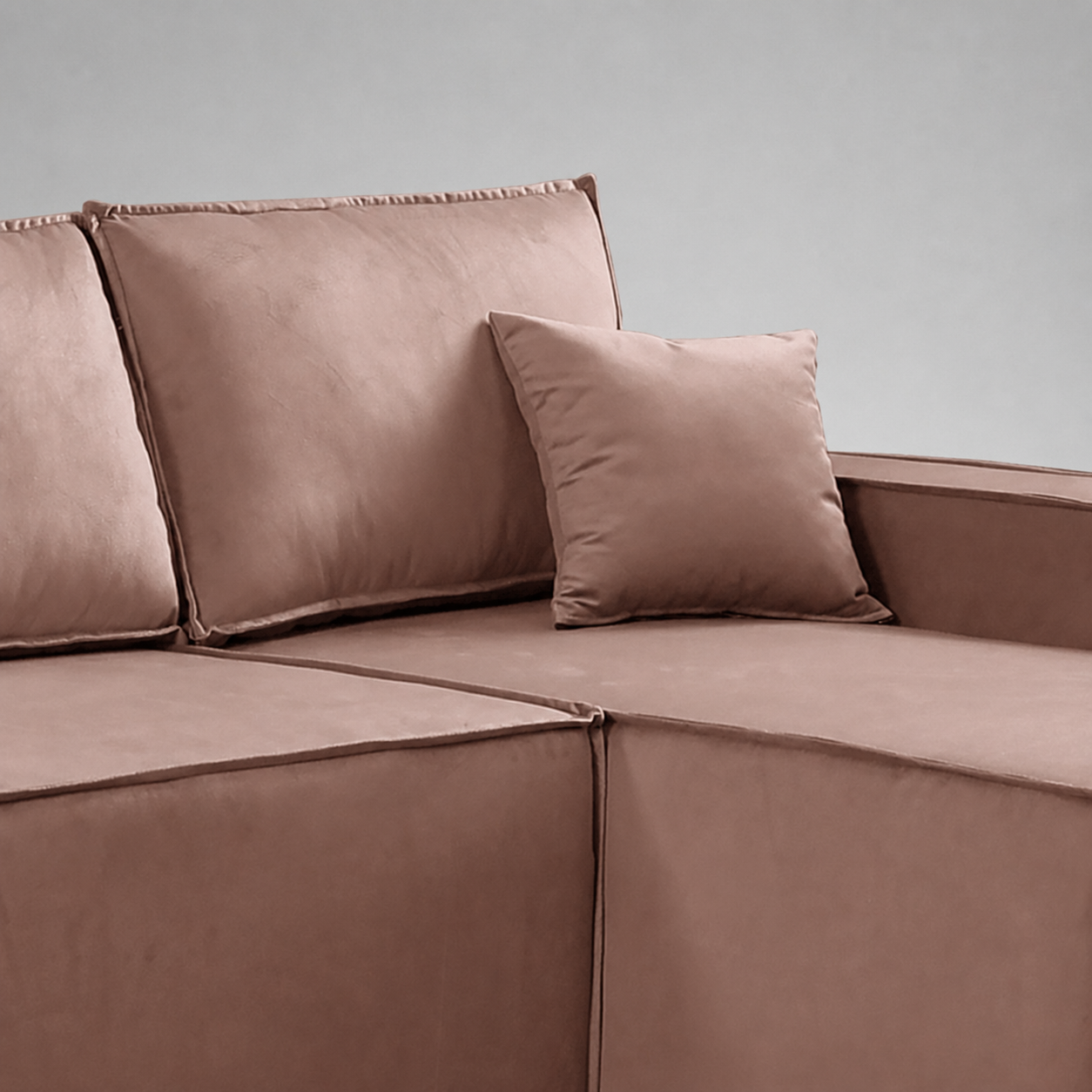 Pati Sofabed, U Corner, Plush Fabric, Pink