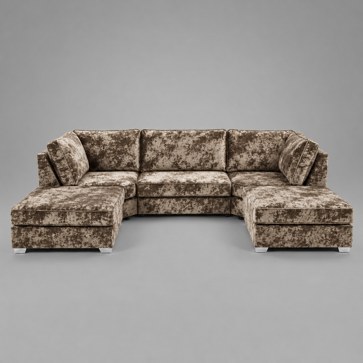 Pickford, U-Shape Corner Sofa, Crushed Velvet Fabric, Mink