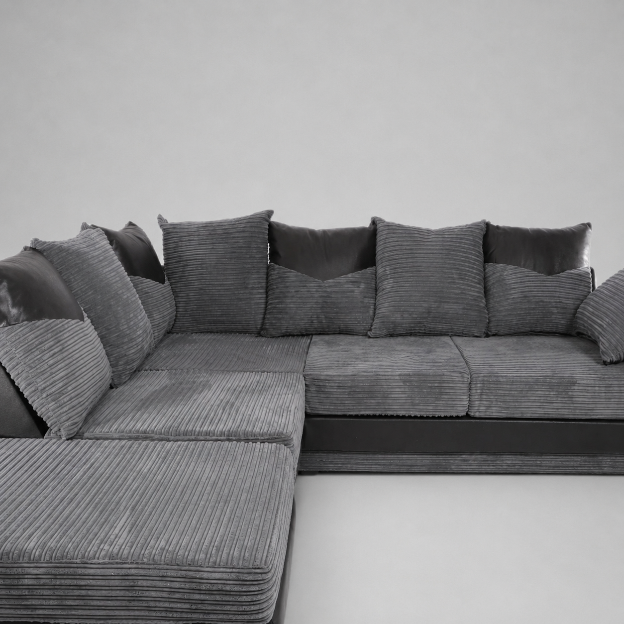 Dino, Corner Sofa (Left Hand Side Chaise), Grey + Black