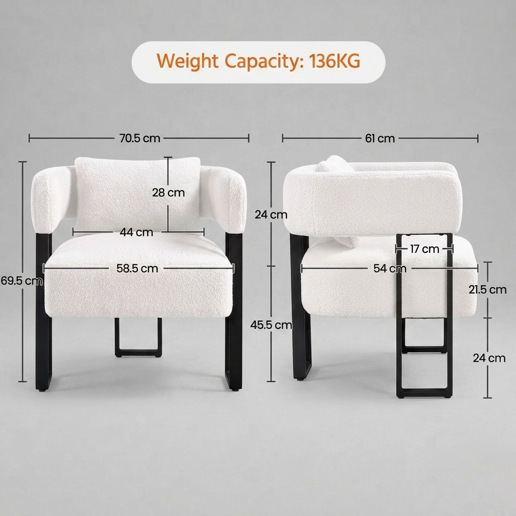 White Boucle Accent Chair