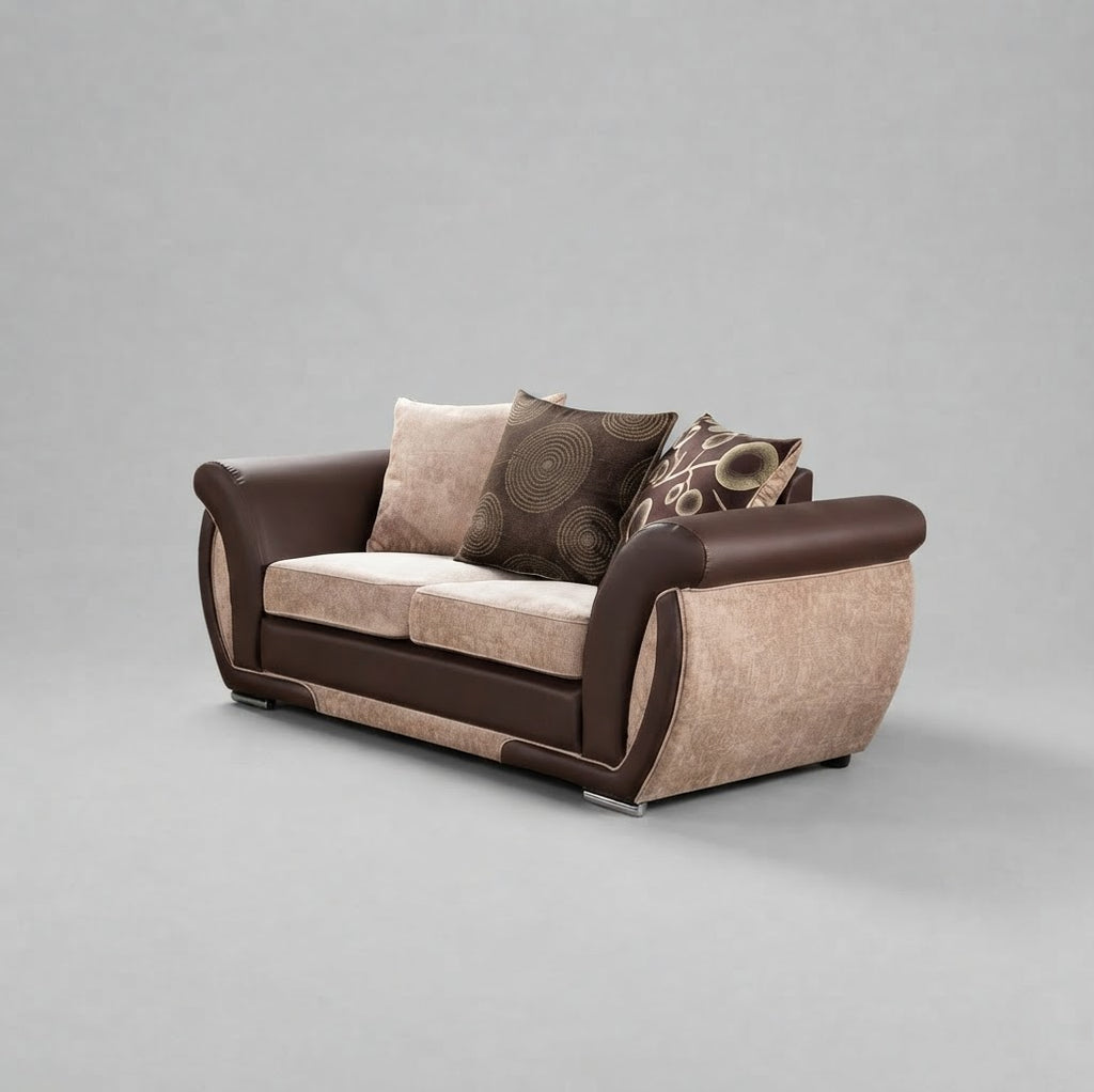 Shannon, 2 Seater, Beige + Brown