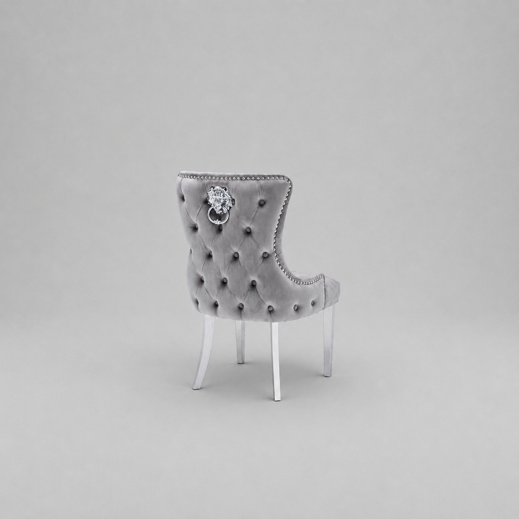 Lyon, Dining Chair, Grey Velvet