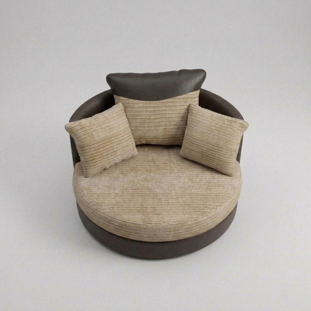 Dino, Swivel Chair, Beige + Brown