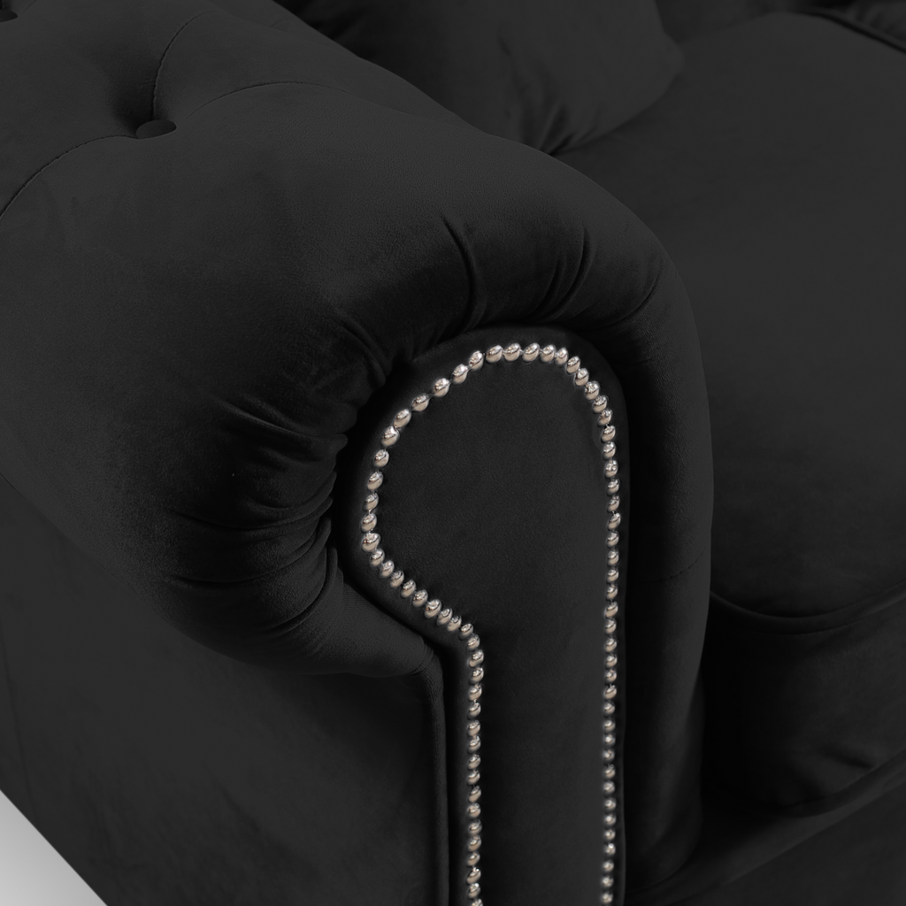 Roma Chesterfield, Black, 2 seater