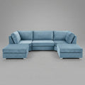Pickford U-Shape Sofa, Plush Soft Velvet, Sky Blue