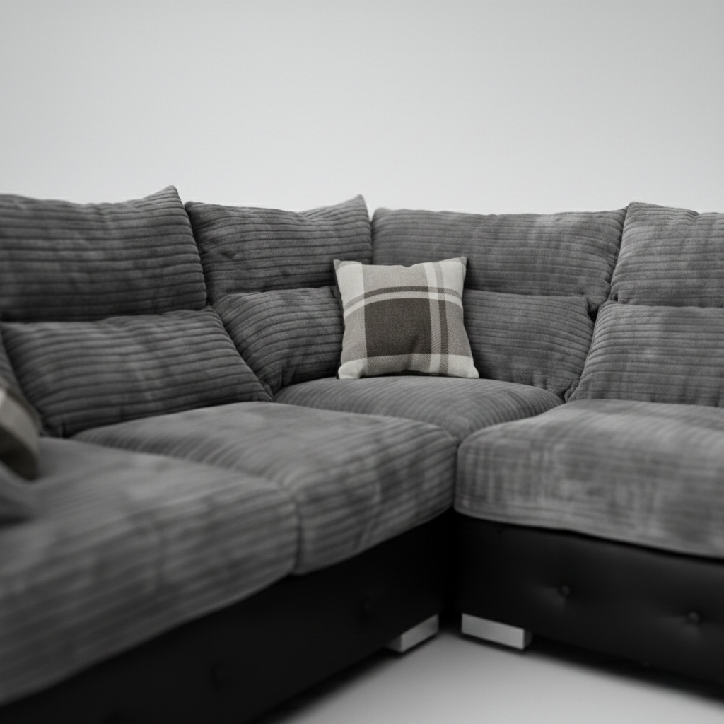 Logan, 5 Seater Corner, Grey + Black