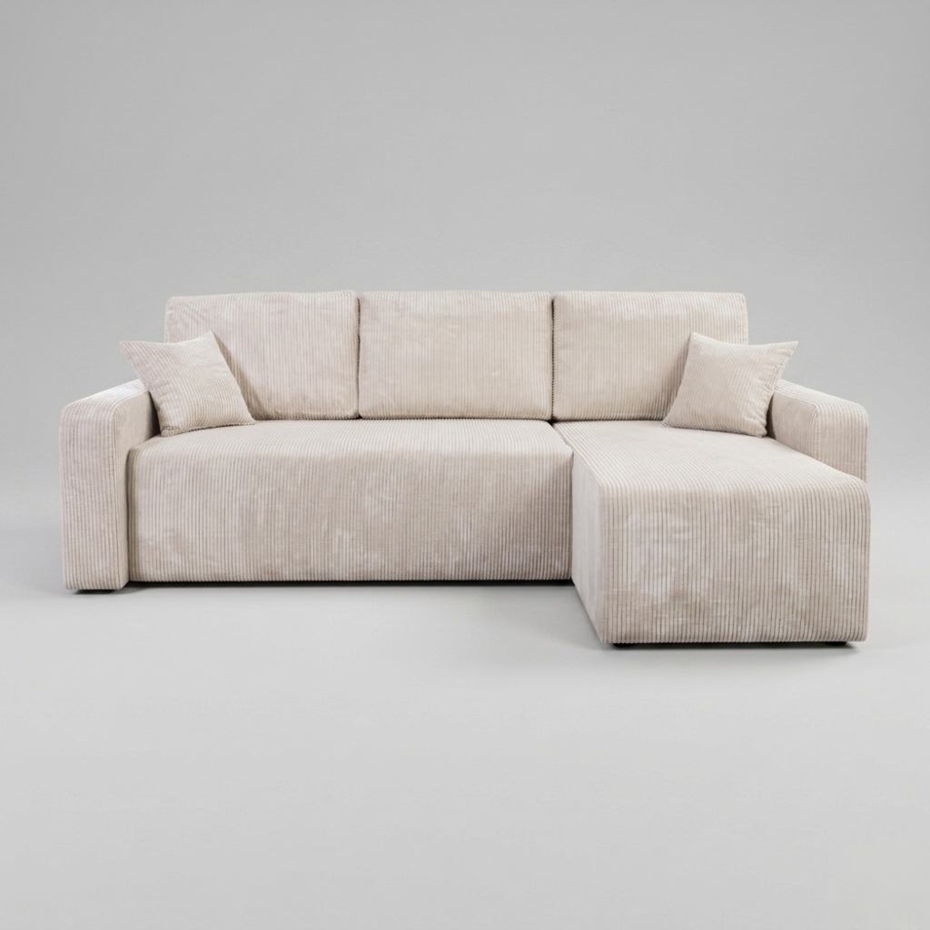 Yasmine L Shaped Sofabeds, Cream