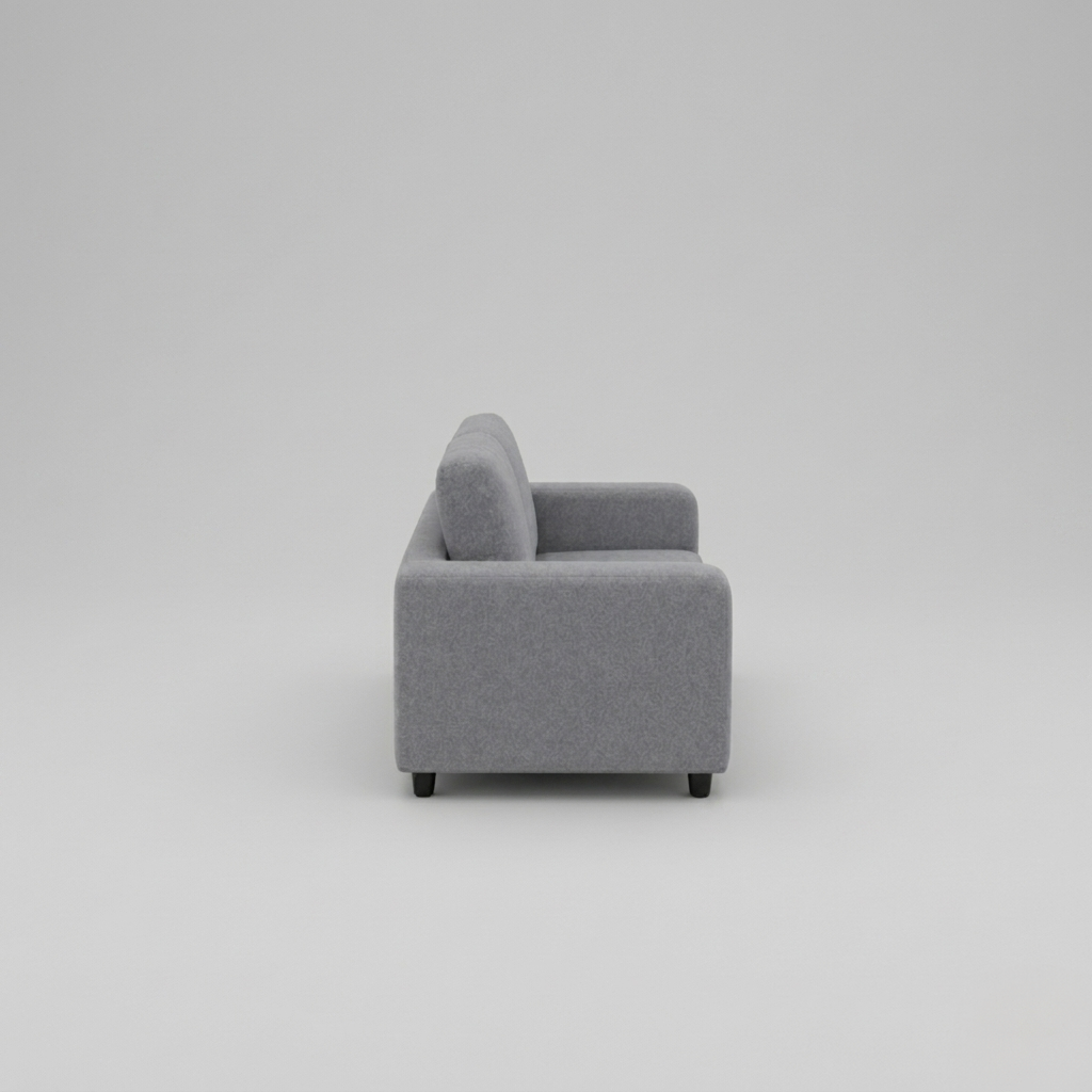 Box, Light Grey, Plush Fabric, 2 Seater Sofa