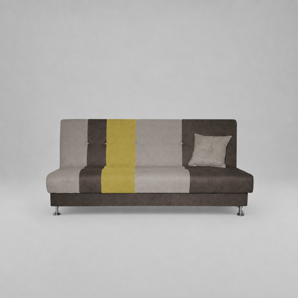Avesta Click Clack Sofabed, 3 Seater, Beige + Brown + Yellow