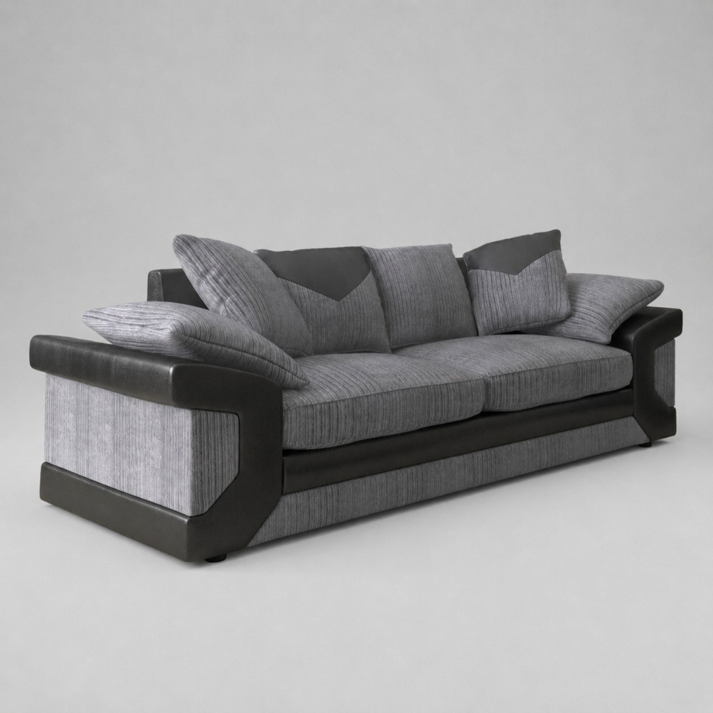 Dino, 3 Seater, Grey + Black