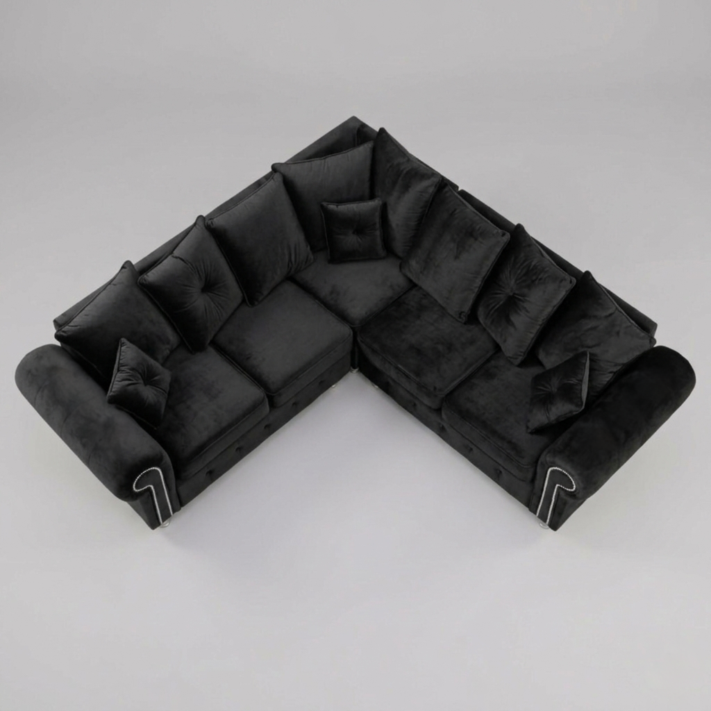 Olimpia Black 5 Seater corner sofa
