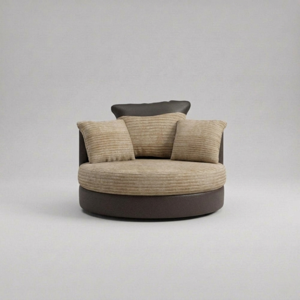 Dino, Swivel Chair, Beige + Brown