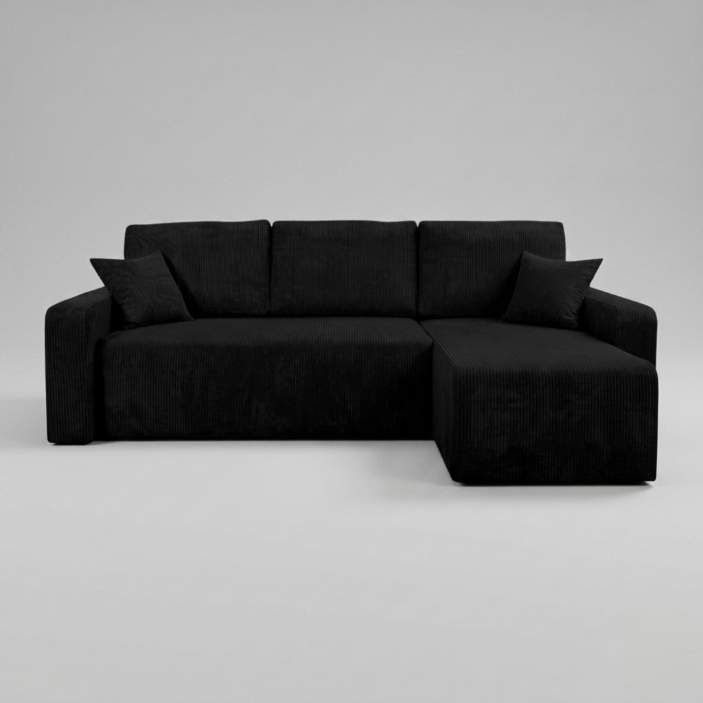 Yasmine L Shaped Sofabeds, Black