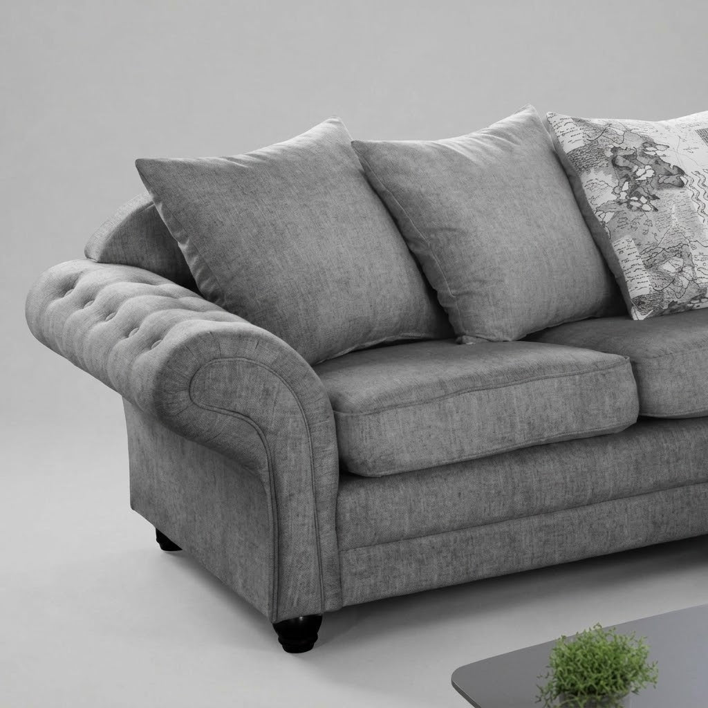 Olivia Corner Sofa, Woven Fabric - Grey