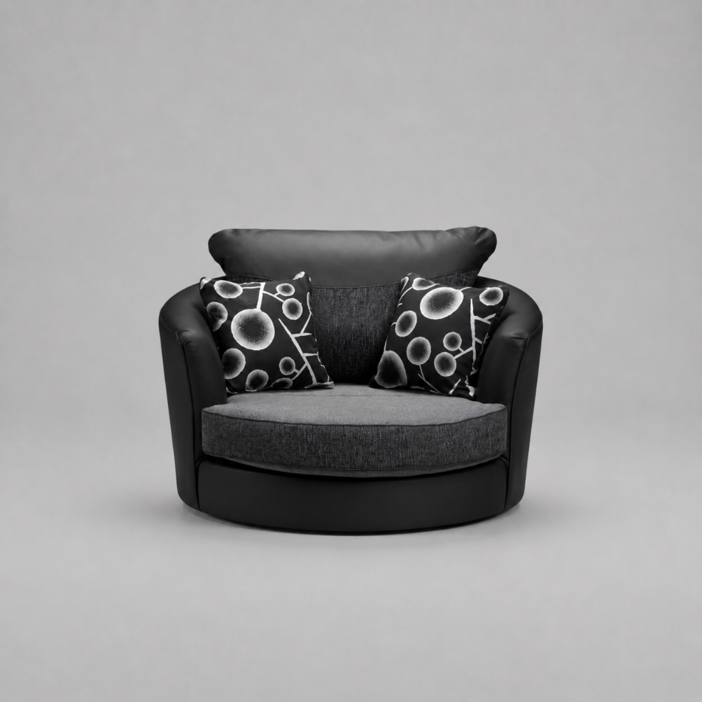Shannon, Swivel Chair, Black + Dark Grey