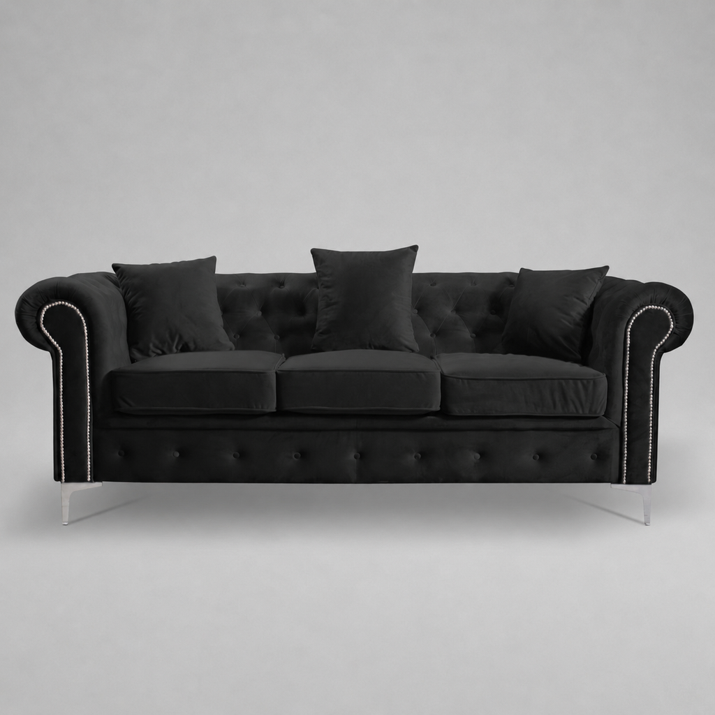 Roma Chesterfield, Black, 3 seater