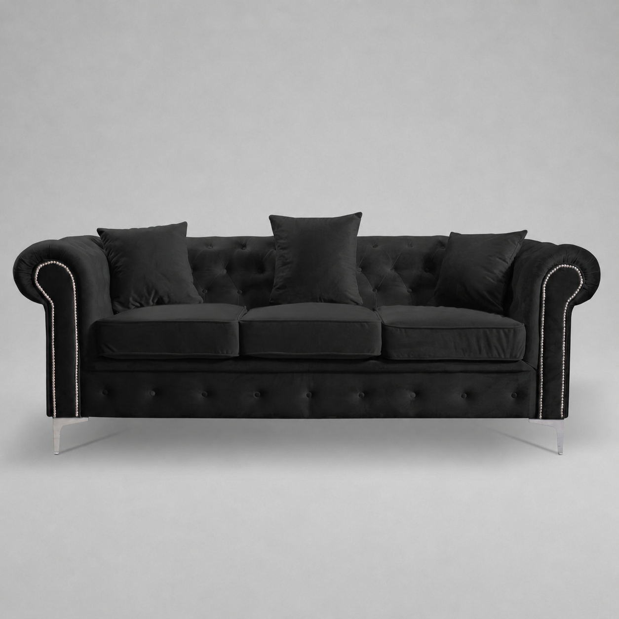 Roma Chesterfield, Black, 3 seater