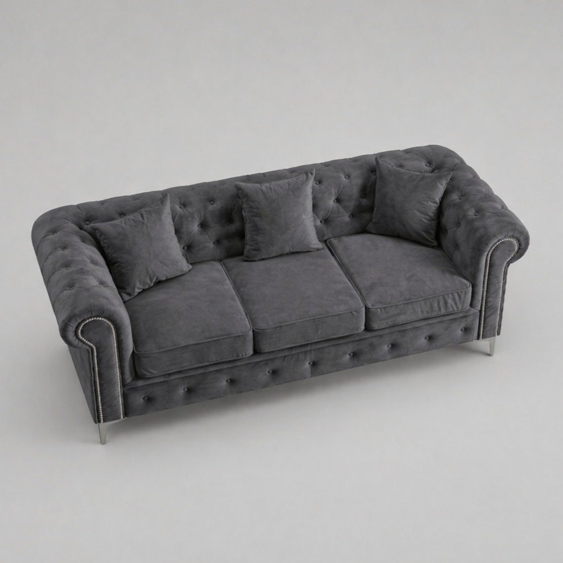 Roma Chesterfield, Dark Grey, 3 seater