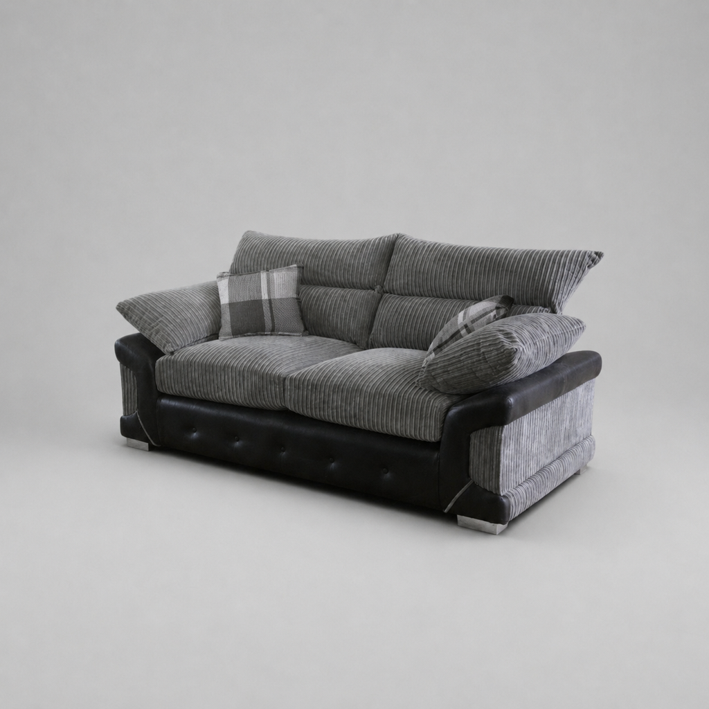 Logan, 3 Seater, Grey + Black