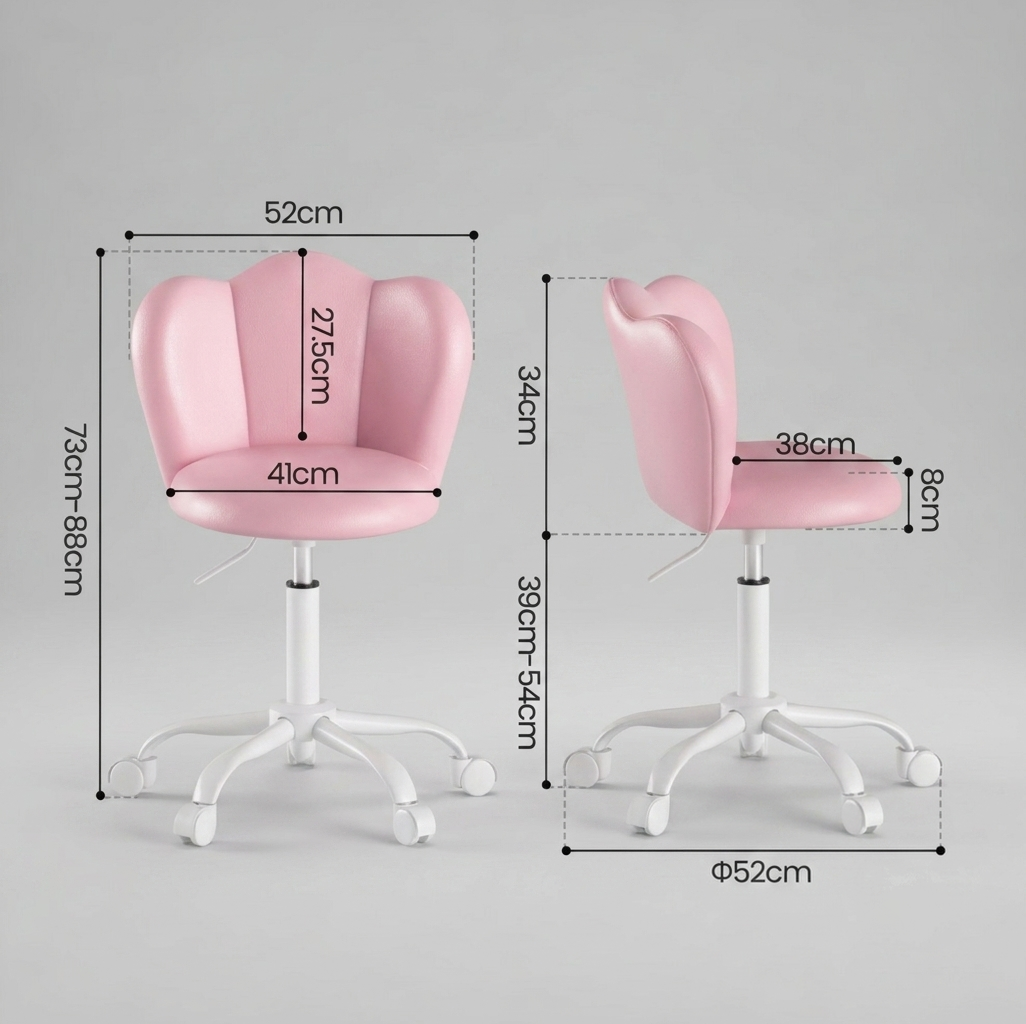 Pink Desk Swivel Chair - PU Leather